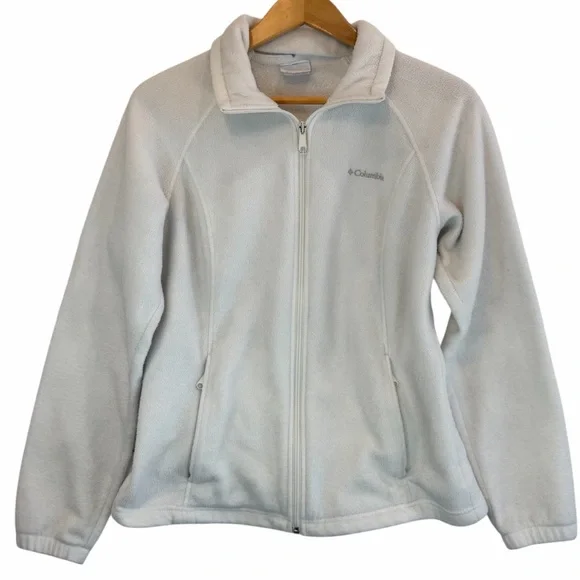 Columbia Fleece Full Zip Jacket Women's White Gorpcore Outdoor Benton Springs L - Picture 1 of 12